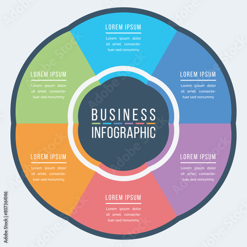 6 Steps infographic design colorful for business information 6 options