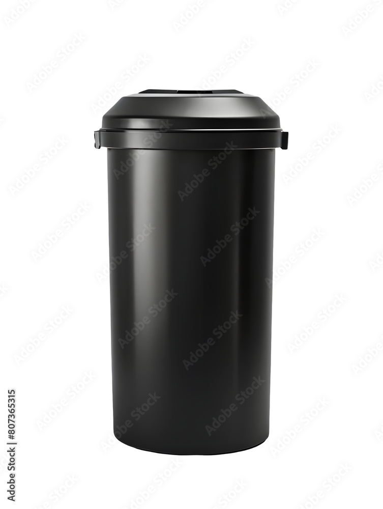 Create A High quality ,Black plastic garbage bin, on white background Create A High quality ,Black plastic garbage bin, on white background