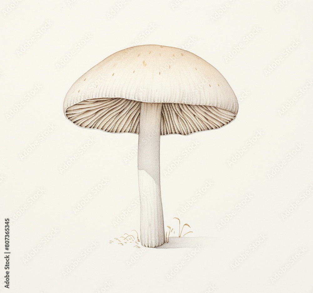 Minimalist poisonous mushroom illustration in light tones