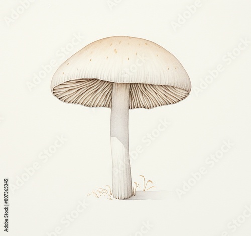 Minimalist poisonous mushroom illustration in light tones