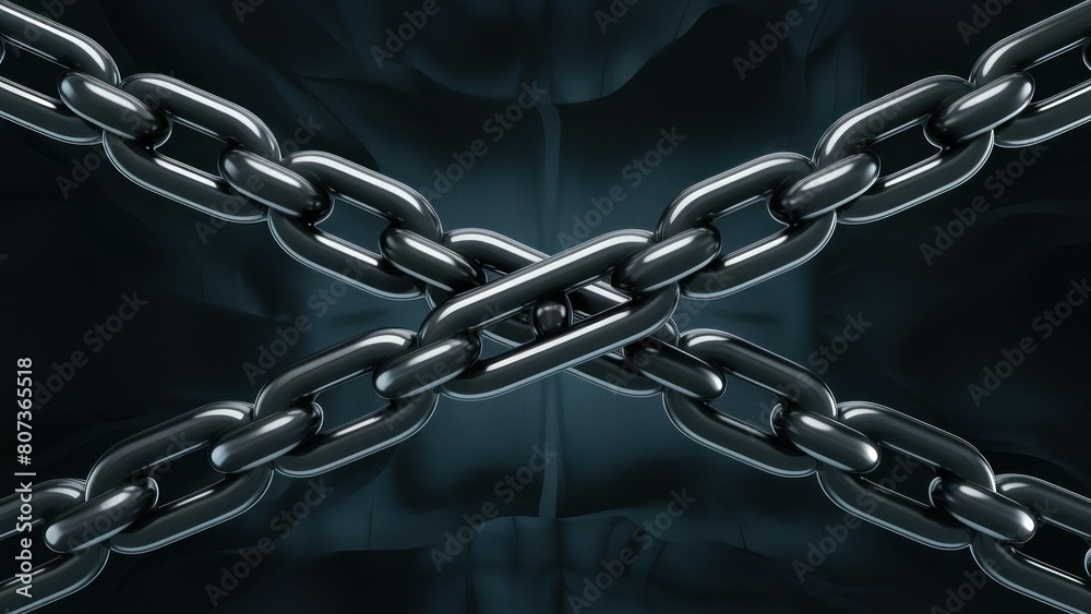 Obraz premium Black Diagonal Chain A Visual Blockchain Concept