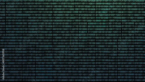 Abstract binary code background. Cyber reality, big data and artificial intelligence pattern. Numbers 0 1 displayed on computer screen. 4K video animation 3d rendering.