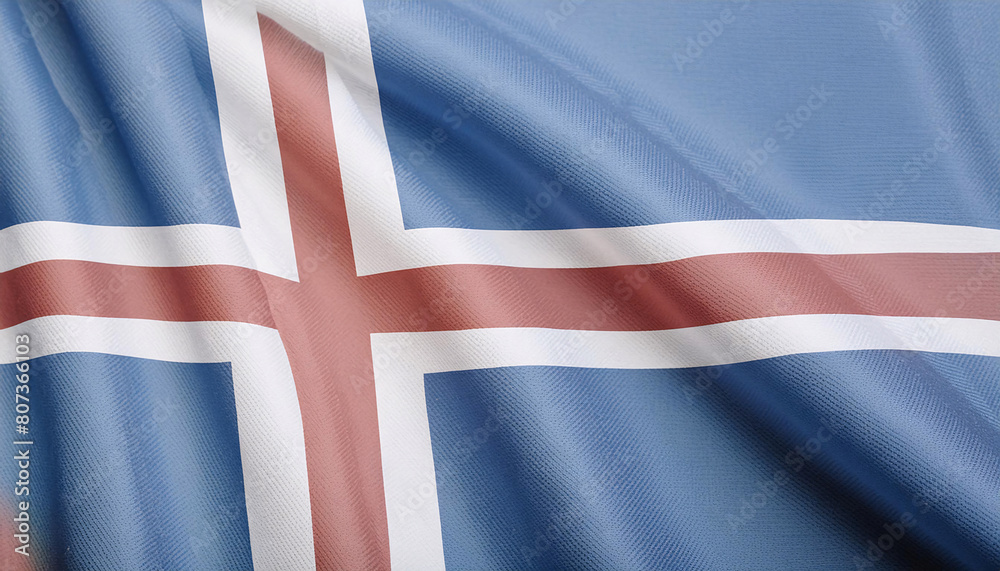 Fototapeta premium Realistic Artistic Representation of Iceland waving flag