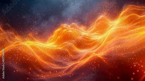 Futuristic abstract sci-fi background with glowing waves and particles fractal galaxies © Aliaksandra