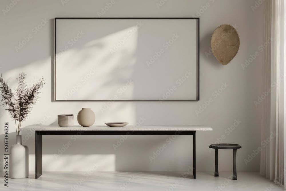 Minimalist Dining Space with Integrated Wall Frame for Captivating Ambiance Minimalist Dining Space with Integrated Wall Frame for Captivating Ambiance