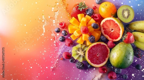 Vibrant Fruit Medley - Colorful Food Template with Splash Background