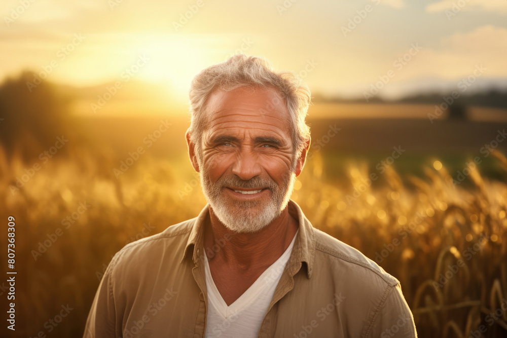 Farmers posing over wheat, rye, oats field harvester background, looking at camera working sunset outdoors at farm, man and woman workers cultivating land sowing seeds, collecting harvest seedlings Farmers posing over wheat, rye, oats field harvester background, looking at camera working sunset outdoors at farm, man and woman workers cultivating land sowing seeds, collecting harvest seedlings
