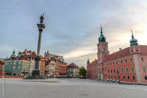 royal castle in warsaw in poland at dawn in the morning in spring