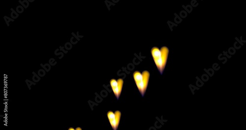 Flying gold hearts. Hearts for Valentine's Day. Smooth animation of hearts. Romantic animation.