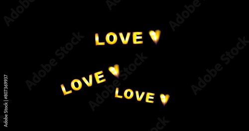 Love text. Glowing and animated text. Declaration of love. Animated text for your loved ones. Lovely text animation for holidays.