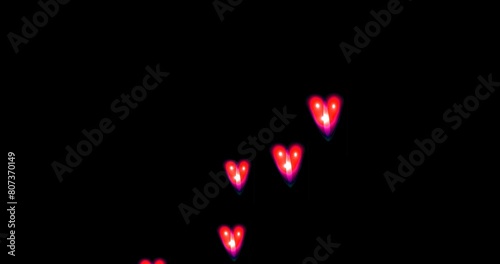 Flying gold hearts. Hearts for Valentine's Day. Smooth animation of hearts. Romantic animation.