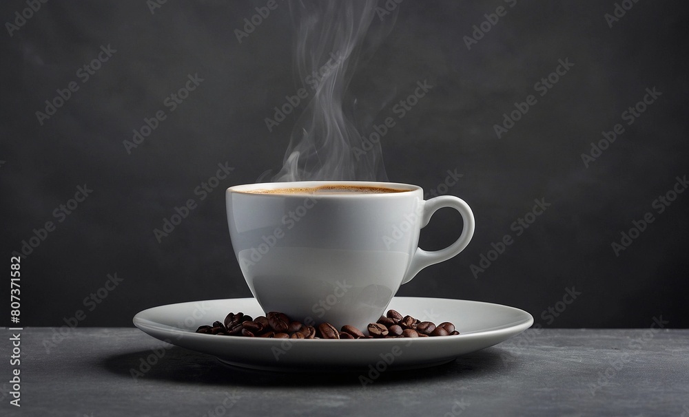 Cup of coffee on a gray background Cup of coffee on a gray background