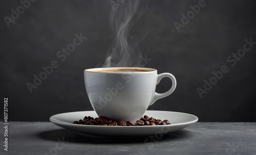 Cup of coffee on a gray background