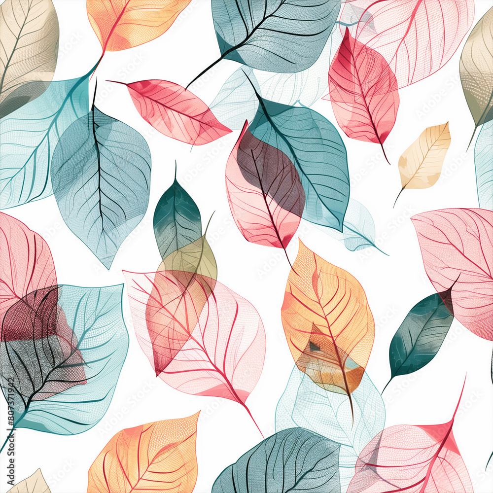 Botanical poster with watercolor leaves in art line style for decor, design, wallpaper, packaging