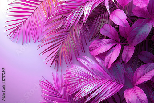 Abstract art tropical leaves background. Wallpaper design with art texture from palm leaves, Jungle leaves, exotic botanical floral pattern