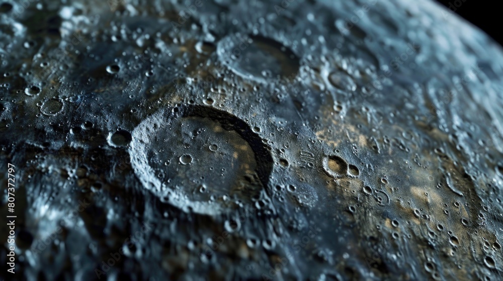 Fototapeta premium Close up view of moon with water, suitable for astronomical or science related projects