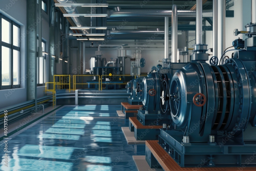 Row of industrial blow pumps in a factory. Suitable for industrial concepts Row of industrial blow pumps in a factory. Suitable for industrial concepts