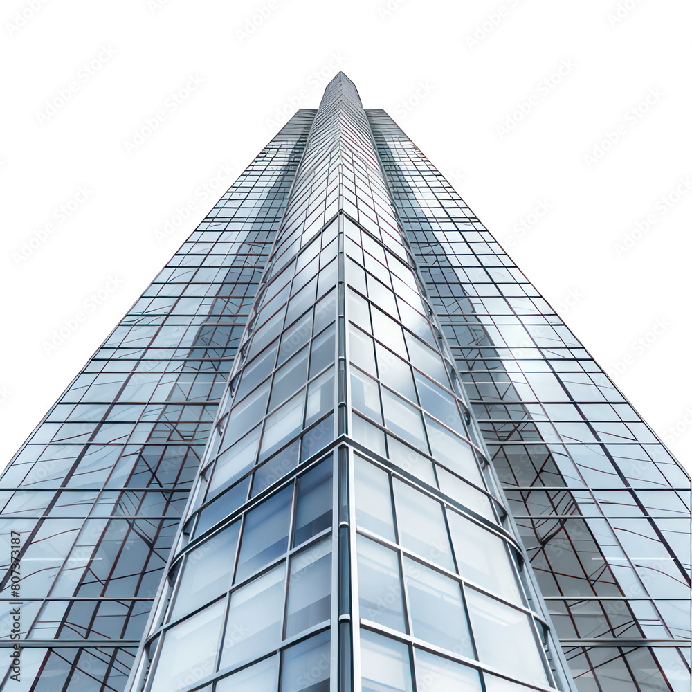 Modern skyscraper isolated on white created with Generative AI Modern skyscraper isolated on white created with Generative AI
