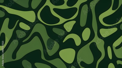 Organic Shapes in dark green Tones. Flat and minimalistic Wallpaper