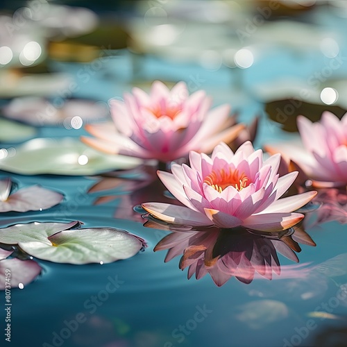 Lotus flower blurred background close up