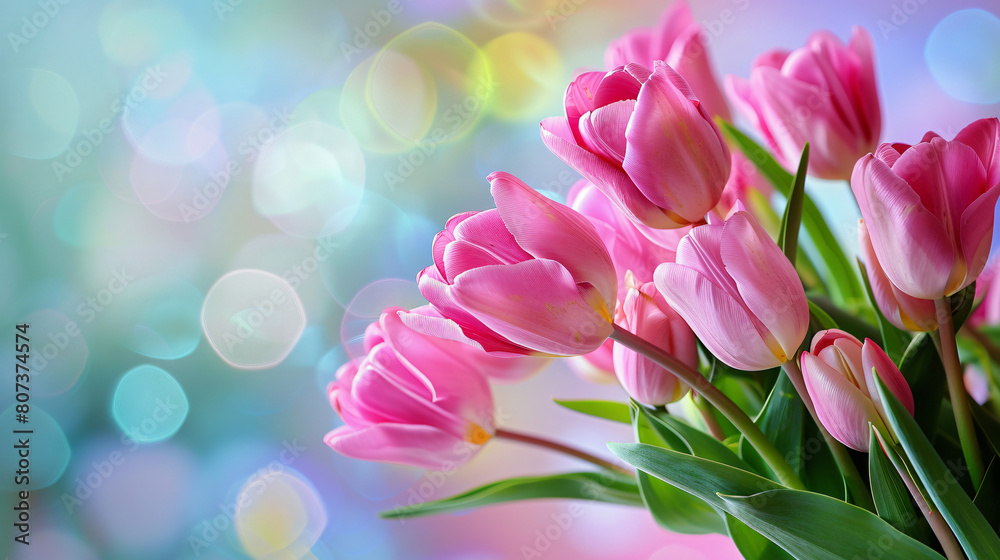 Bunch of Pink Tulips With Blurry Background