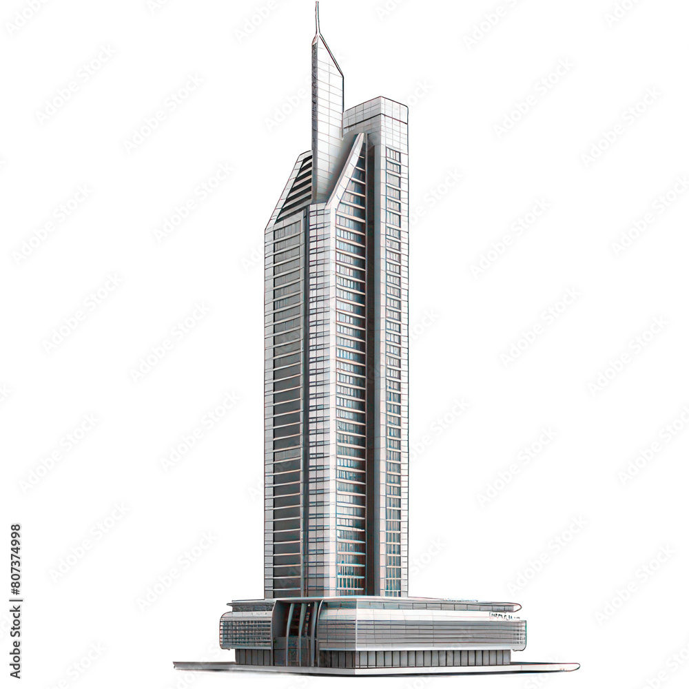 Modern skyscraper isolated on white created with Generative AI Modern skyscraper isolated on white created with Generative AI