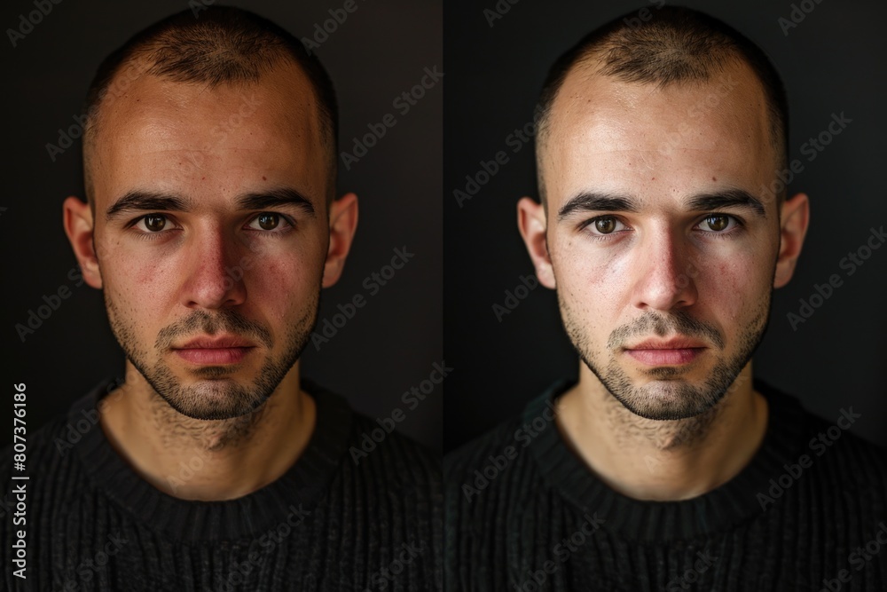 A man with a shaved head and a bald head. Suitable for various concepts and designs A man with a shaved head and a bald head. Suitable for various concepts and designs