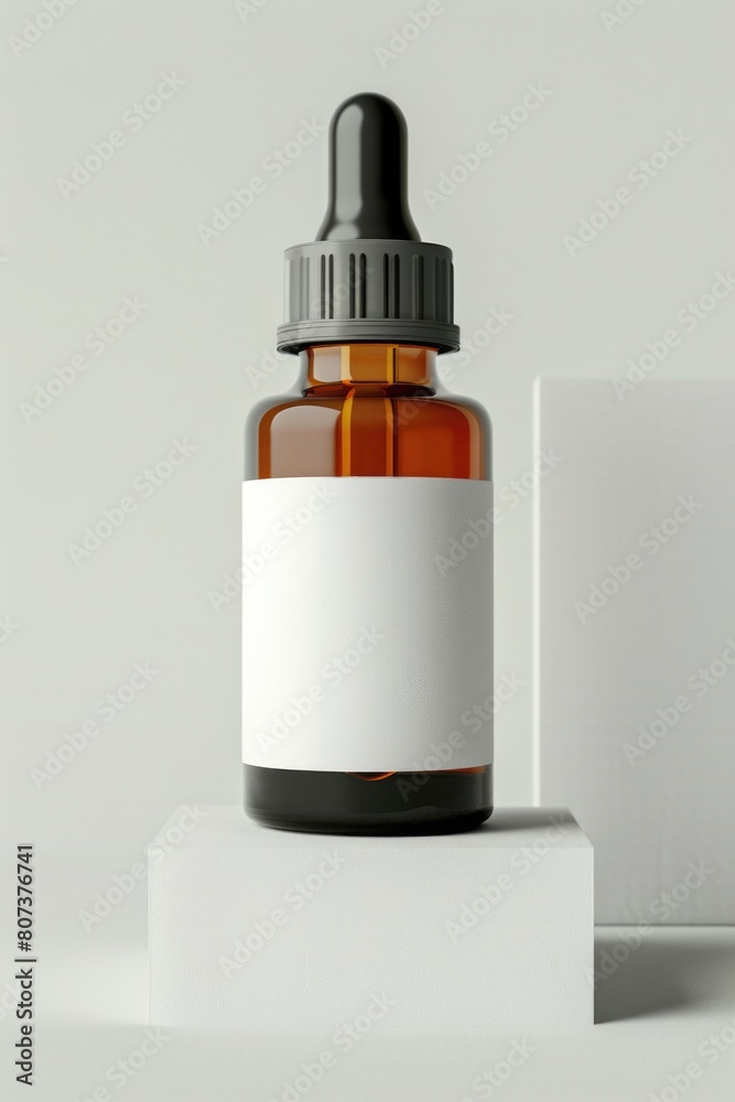 Medicine bottle on white surface, suitable for medical concepts