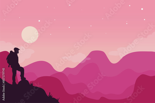 Mountain hiking vector  landscape vector background