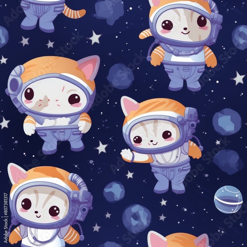 Sequential Space Pattern with Cute Kittens 