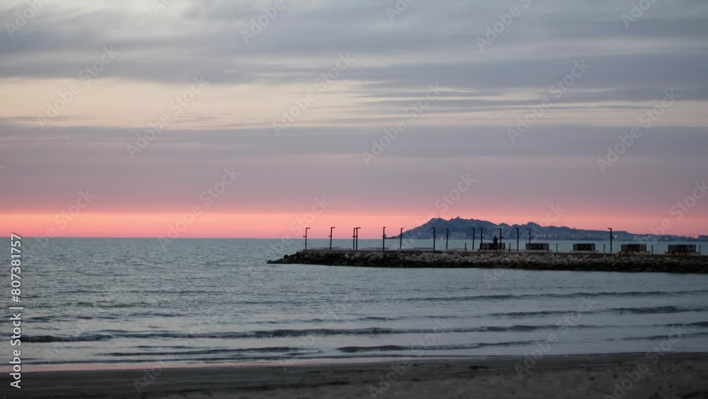 Scenic sunset in Durres, Albania over Adriatic Sea. High quality 4k footage Scenic sunset in Durres, Albania over Adriatic Sea. High quality 4k footage