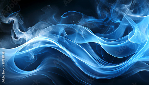 Thick blue smoke on a dark background. AI generated wallpaper.