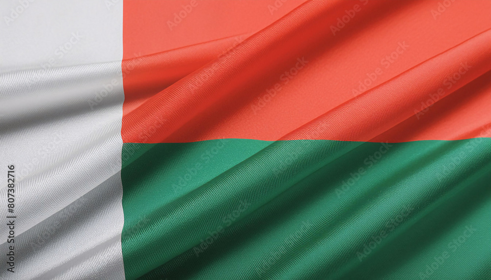 Fototapeta premium Realistic Artistic Representation of Madagascar waving flag