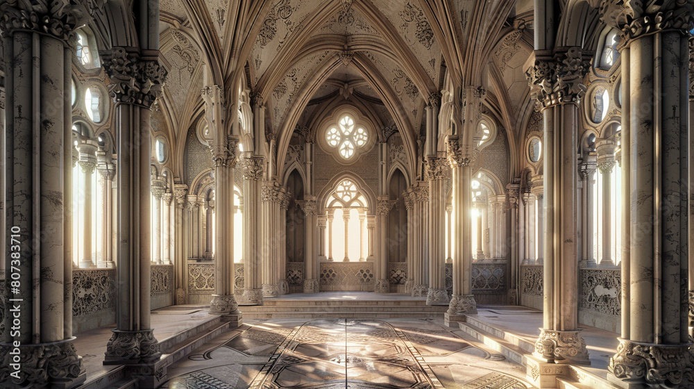 Majestic Architectural Symmetry: Arches, Columns, and Windows
