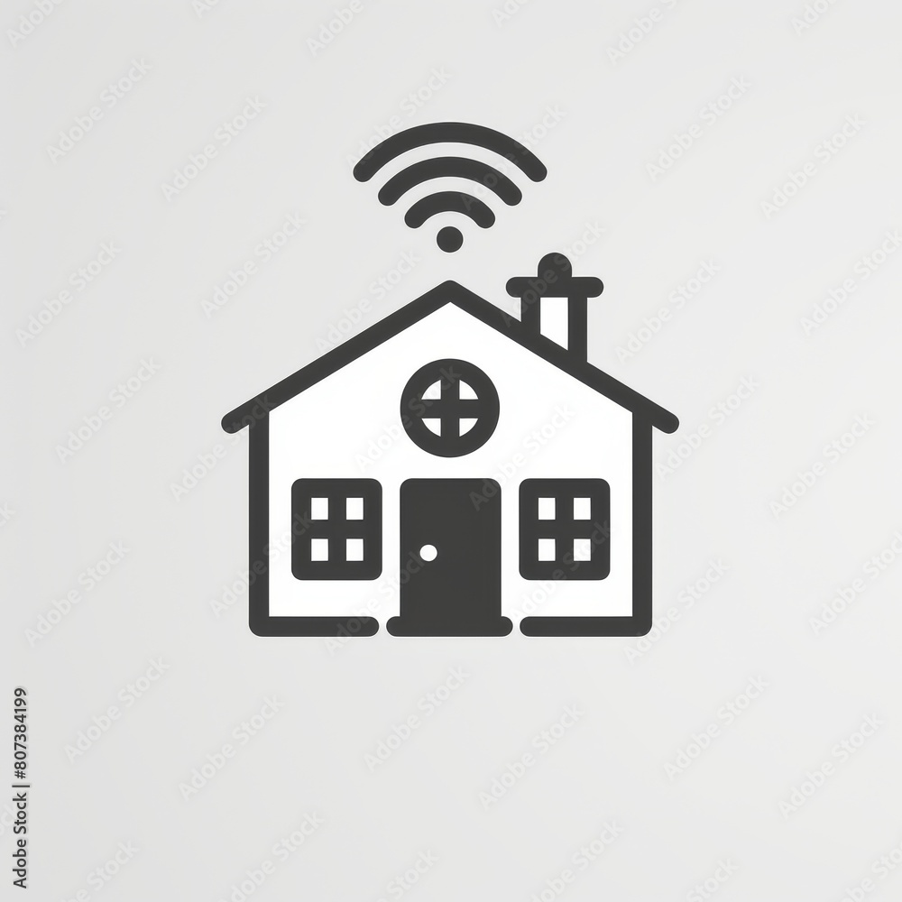Smart home technology icon with wi-fi signal Smart home technology icon with wi-fi signal
