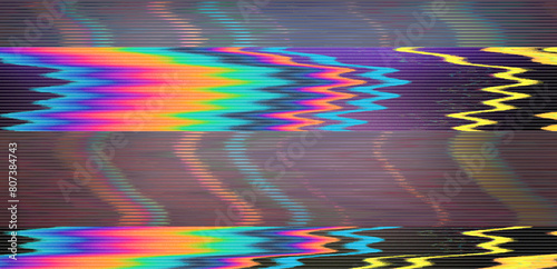 Retro CCTV or VHS video background texture with colorful noise and horizontal scanlines. © local_doctor
