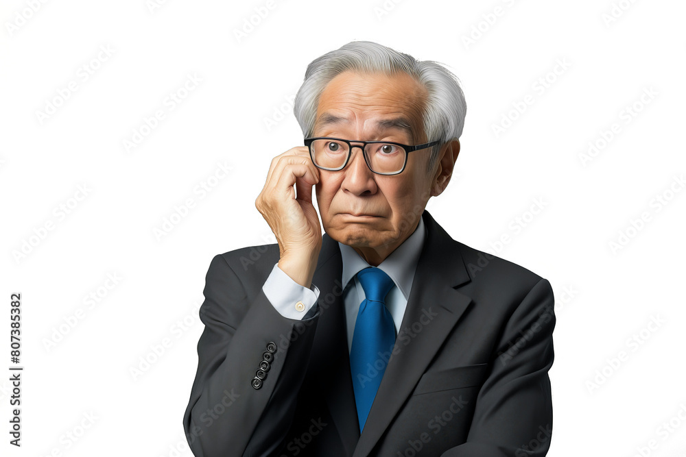 Close up of a worried old chinese businessman Close up of a worried old chinese businessman