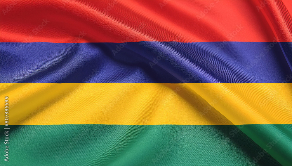 Realistic Artistic Representation of Mauritius waving flag Realistic Artistic Representation of Mauritius waving flag