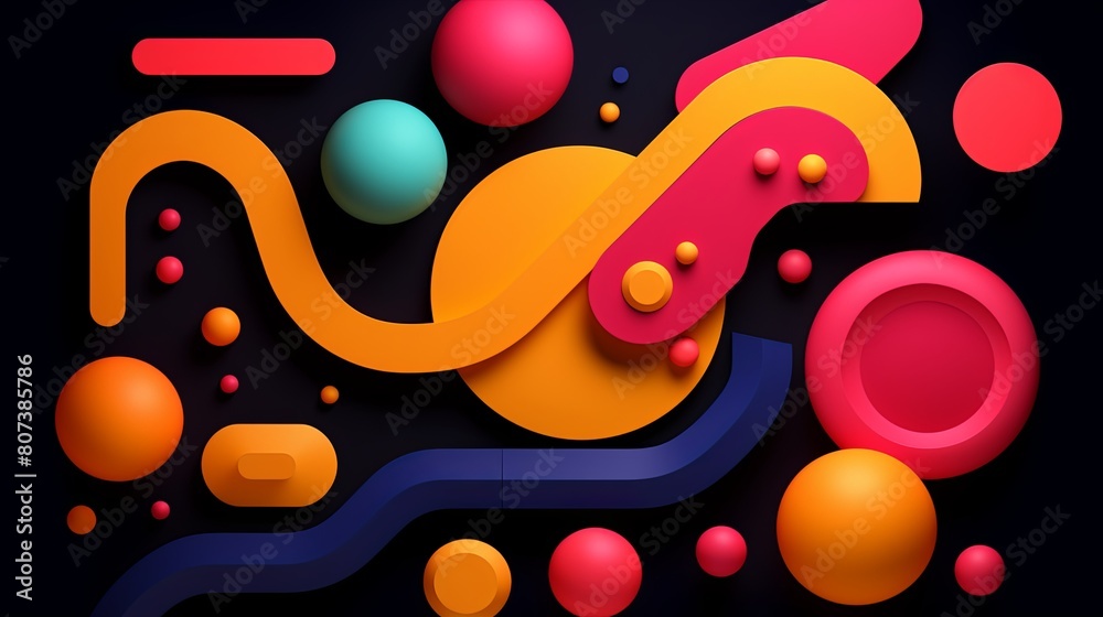 Obraz premium Abstract backgrounds with circles, curved lines and other fluid shapes. Geometric compositions. Digital art. Illustration for cover, card, banner, poster, brochure or presentation.