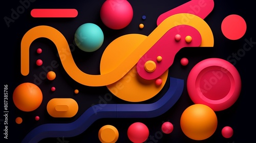 Abstract backgrounds with circles, curved lines and other fluid shapes. Geometric compositions. Digital art. Illustration for cover, card, banner, poster, brochure or presentation. © Login