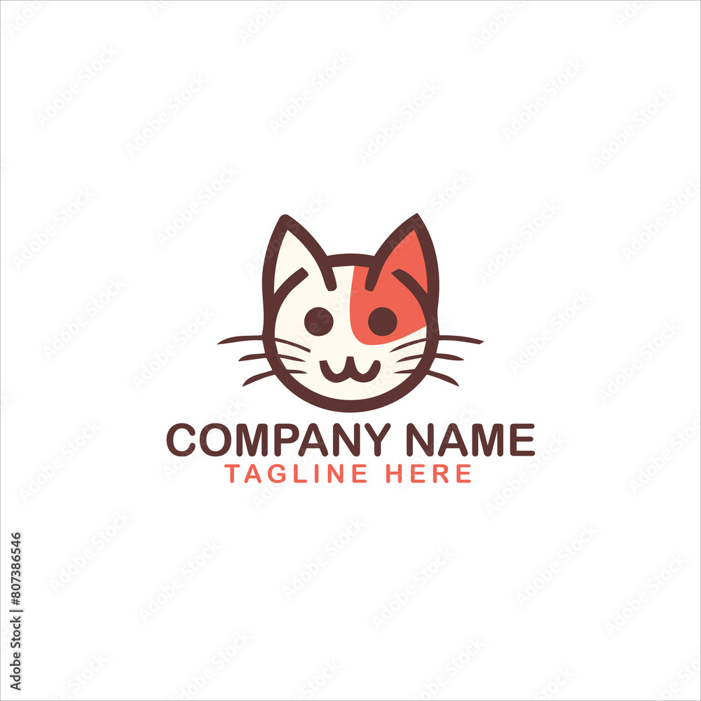 Simple cat fish logo design with unique concept| pet shop logo| premium vector
