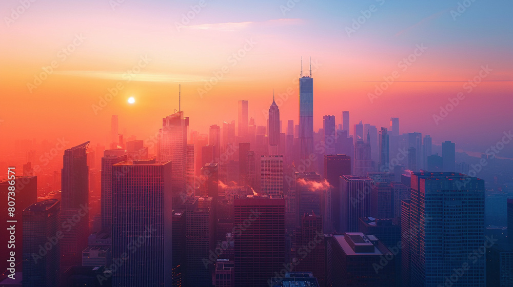 Fototapeta premium Majestic Urban Silhouette at Dusk