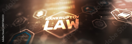 Bankruptcy law concept. Judicial decision lawyer business photo