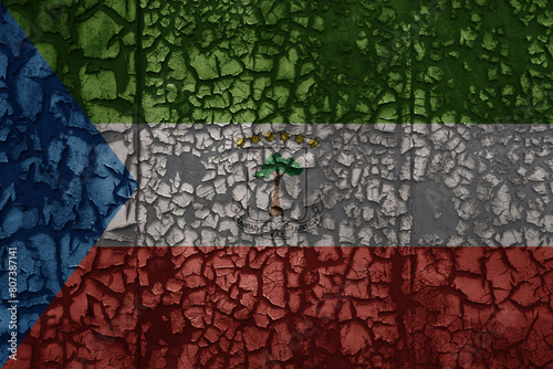 flag of equatorial guinea on a old grunge metal rusty cracked wall background