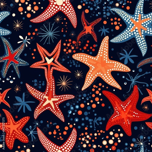 Stylized Seastars in Melodious Pattern