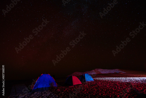 tent in night with stars