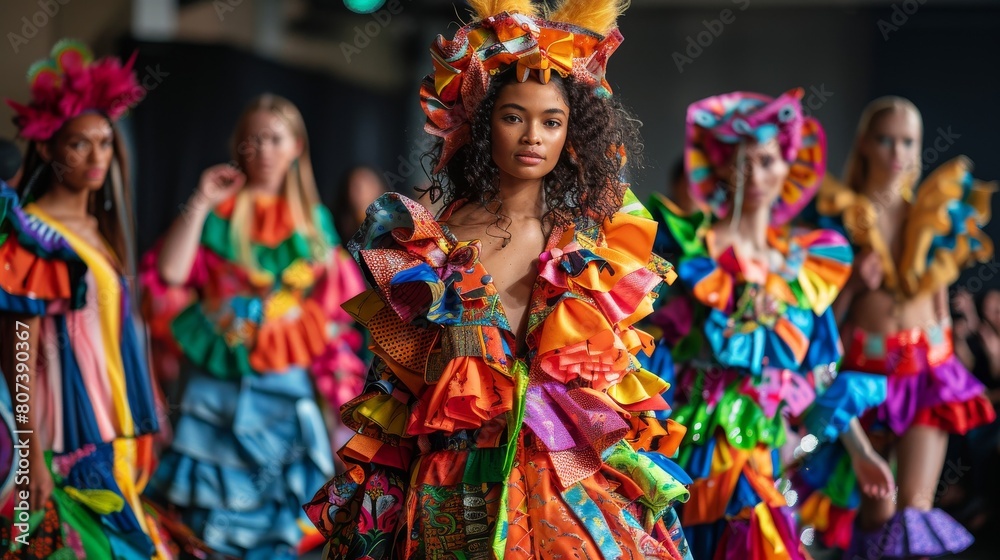 a fashion show featuring clothing made from upcycled fabric scraps