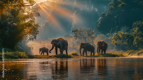 Asia Elephant in Thailand, Asia Elephants in Chiang Mai. Elephant Nature Park, Thailand © somneuk