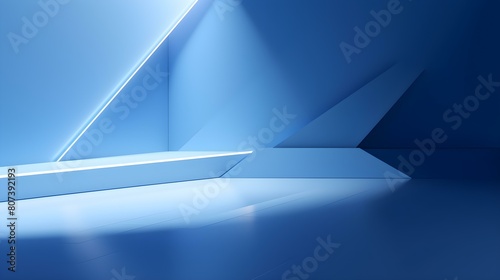 Empty blue Studio Background with beautiful Lighting. Modern Space for Product Presentation