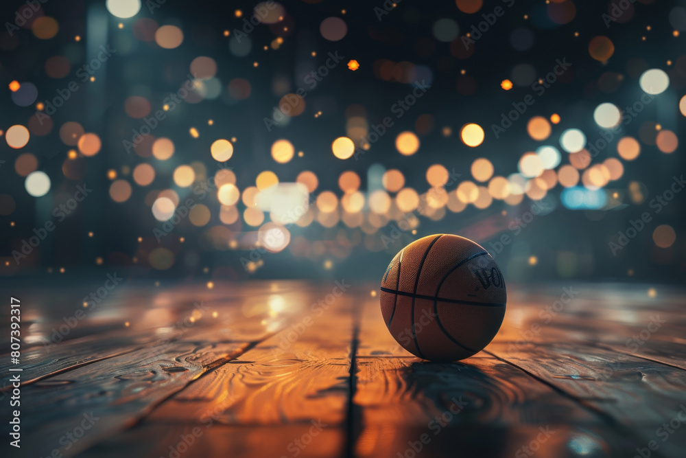 3d rendering of basketball ball on the wooden court with spotlights in dark background. Concept for sport competition, championship or match 3d rendering of basketball ball on the wooden court with spotlights in dark background. Concept for sport competition, championship or match